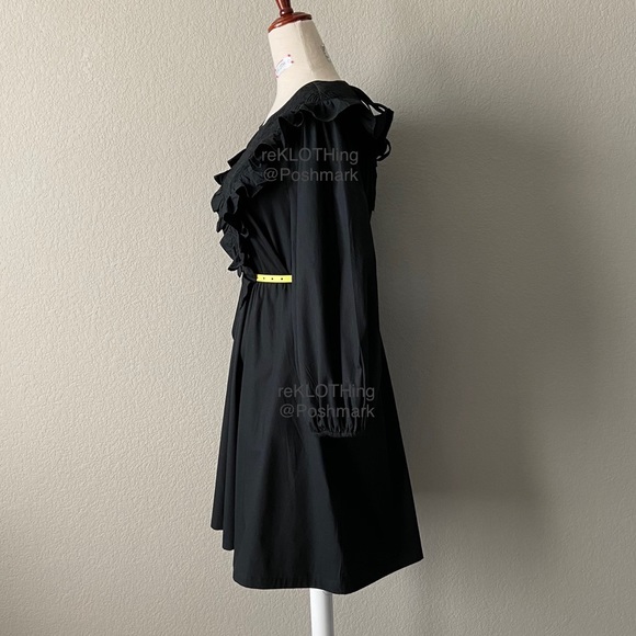 H&M Cotton Puff-sleeved Ruffle-trim Dress in Black - Picture 5 of 16